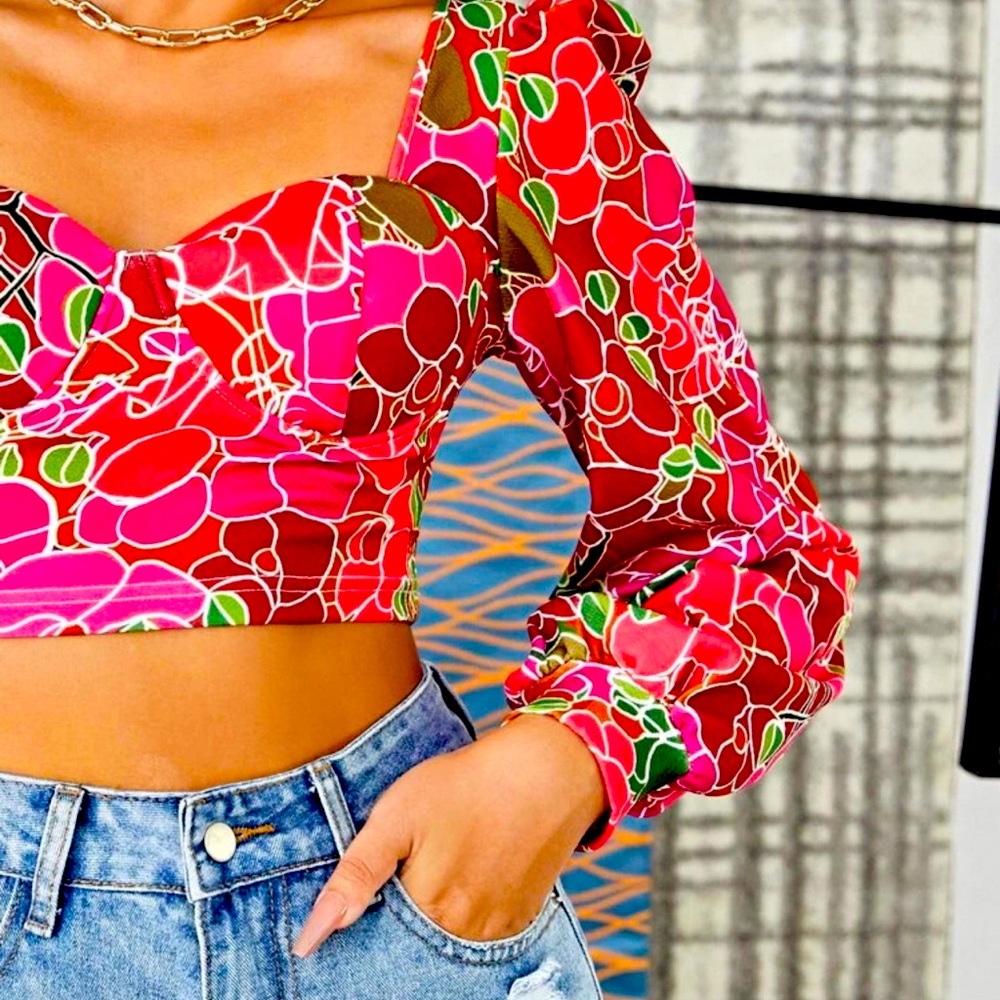 Shein Cropped Floral Top